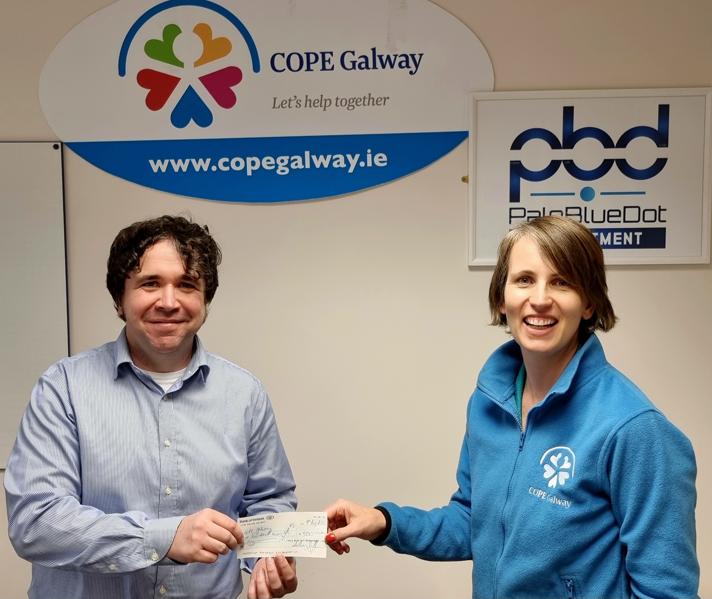 Anthony with Leonie Woutersen, Corporate Engagement Executive Cope Galway